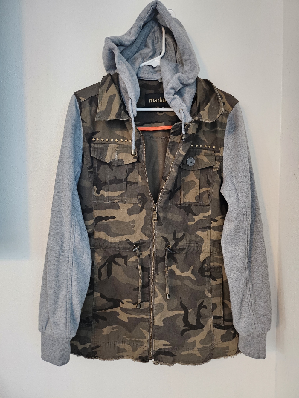 Madden  Camo Removable Hooded Utility Jacket - Gray Sleeves